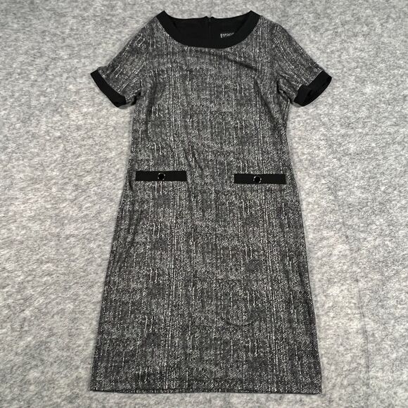 En Focus Studio Women's Dress Size 4 Gray Black Short Sleeves Front Pockets - Picture 1 of 6